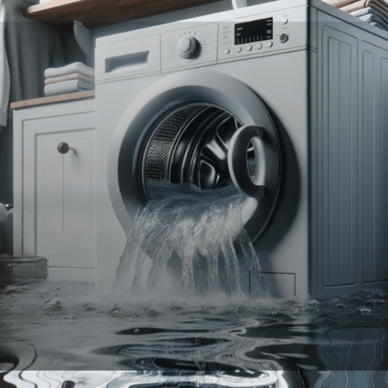 Picture of an overflowing washing machine.